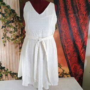 NWT Taylor Sz 10 Petite White Eyelet Lace A-Line Dress